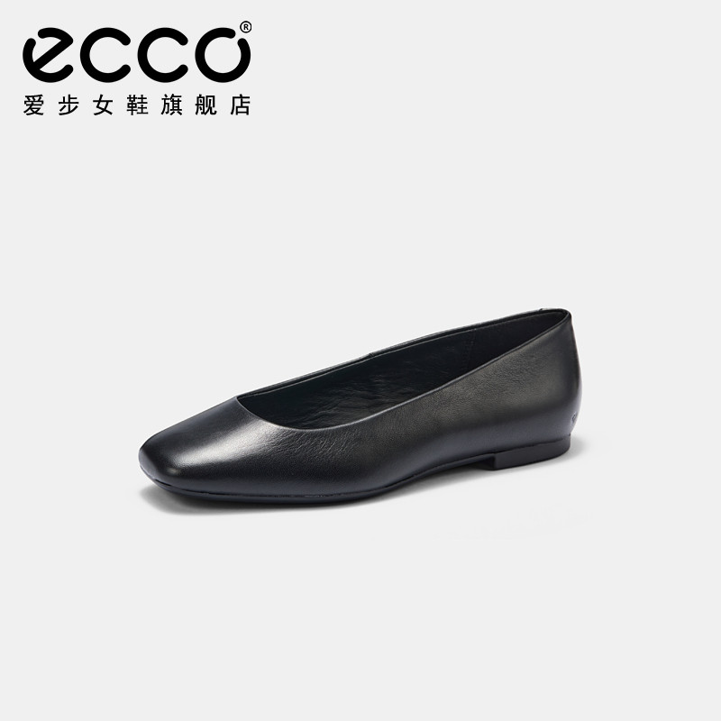 ECCO爱步女鞋 一脚蹬软底真皮银色浅口单鞋平底鞋 舞悦234323,淘宝优惠券,粉丝福利购,淘宝优惠卷