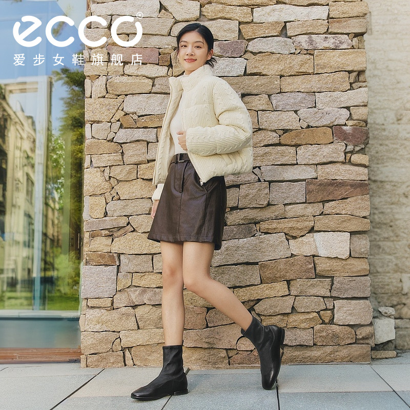 ECCO爱步靴子女 2025秋冬新款低跟复古切尔西靴瘦瘦靴 舞悦244403,淘宝优惠券,粉丝福利购,淘宝优惠卷