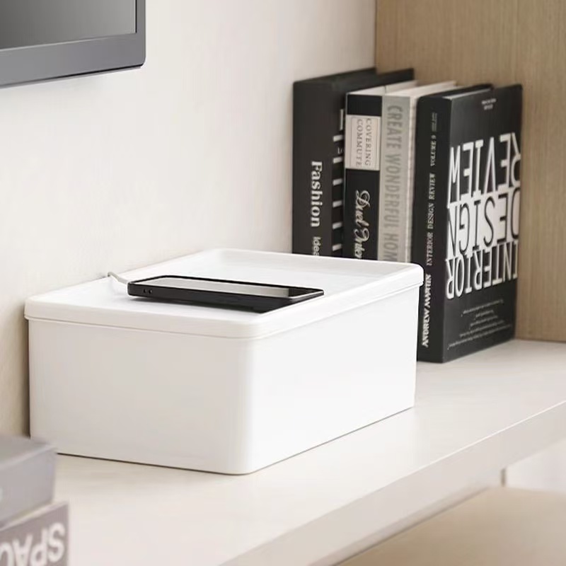 大容量插排收纳盒电源线充电宝收纳盒带盖插座排插置物盒 - 图3