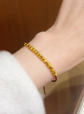 古法沙金转运珠编织绳本命年红绳