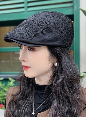 显脸小鸭舌帽女士百搭贝雷帽
