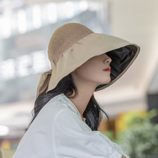 Головной убор 太阳帽女夏大檐黑胶防晒女士帽子2024新款时尚洋气遮阳帽空顶凉帽 Daiytha
