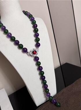 毛衣链女紫绿色首饰个性简约超大