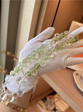 橄榄石白水晶珍珠项链个性气质女