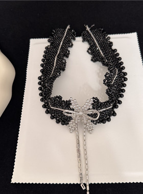 天然黑尖晶石项链手工编织豪华女