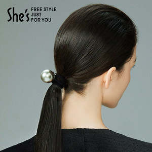 shes茜子凡尔赛工艺珍珠发圈皮筋马尾发饰高级感职场百搭发绳头饰