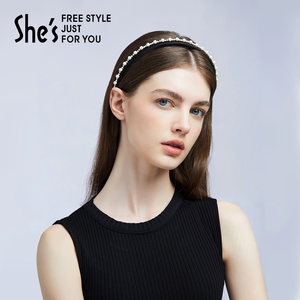 shes茜子轻简气质优雅工艺珍珠高颅顶发箍头箍发卡高级感压发