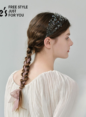 shes茜子轻奢幻彩水晶枝蔓发箍
