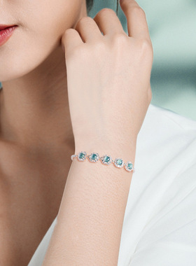 925纯银天然翡翠玉A货手链正品玉石女款时尚手饰新款手串高级礼物