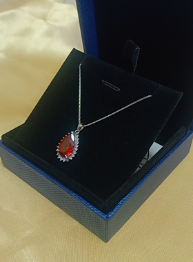 925纯银红宝石水滴项链