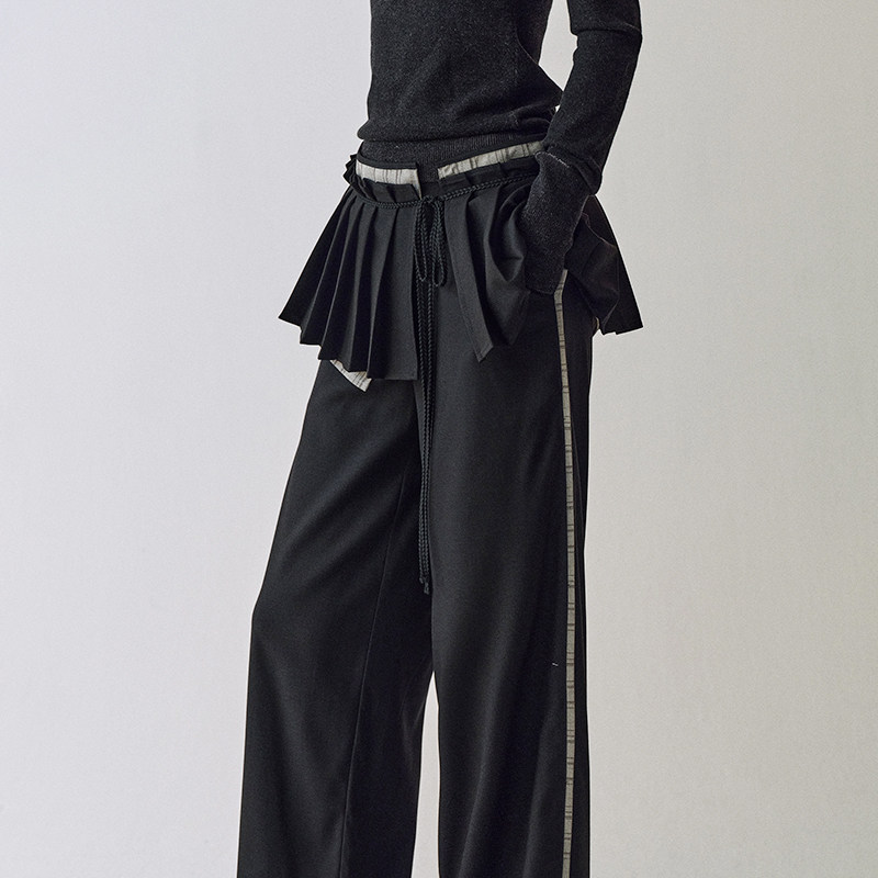 创世纪元【褶裥序章】2025早秋绑带压褶屁帘裤拼接休闲阔腿西裤女,淘宝优惠券,粉丝福利购,淘宝优惠卷