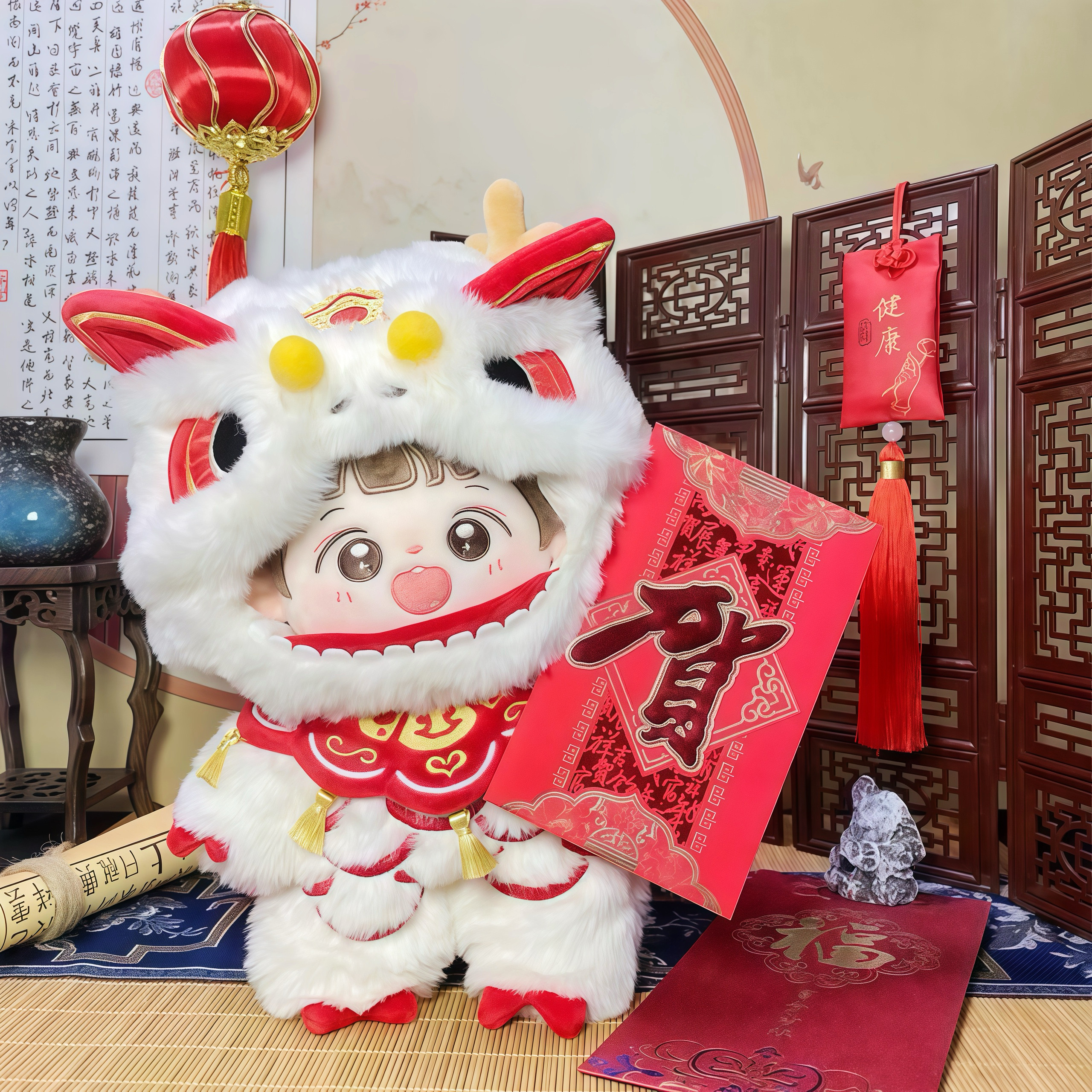 新年娃衣20cm棉花娃娃衣服小年兽毛绒套装拜年服可爱玩偶公仔换装,淘宝优惠券,粉丝福利购,淘宝优惠卷