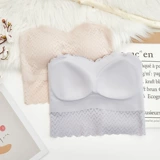 Сексуальный кружевной цветной топ без лямок, топ с чашечками, фиксаторы в комплекте