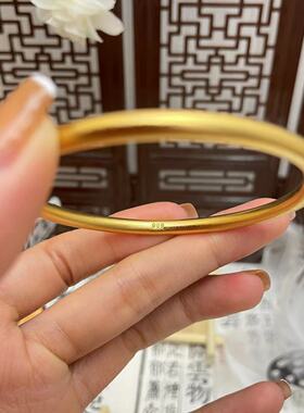 金店同款古法沙金传承素圈手镯女新中式国潮简约百搭精品手环