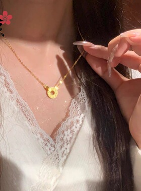 金店同款沙金项链 碎冰环环相扣套链 女款轻奢日常百搭高级感设计