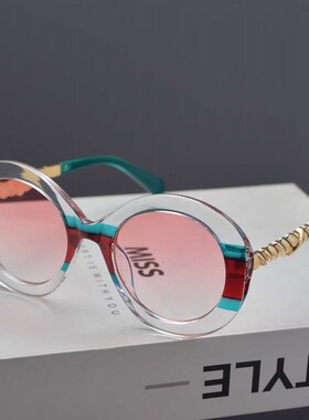 欧美复古金属朋克风圆形大框墨镜