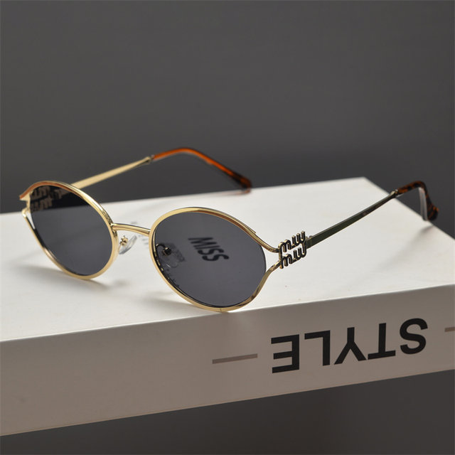 Sunshade oval retro male and female letters sunglasses