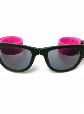 ins网红折叠太阳镜抖音同款啪啪镜手腕男女潮酷大框圆脸蹦迪墨镜