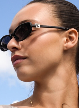 镶钻字母朋克风猫眼墨镜凹造型