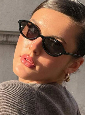 装饰椭圆形复古男女小框太阳镜