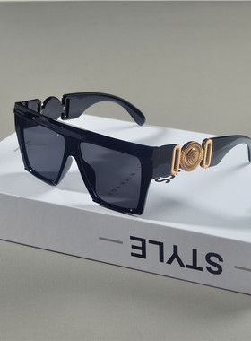 欧美潮流复古超大方框墨镜男女街拍走秀个性果冻粉色方形太阳眼镜