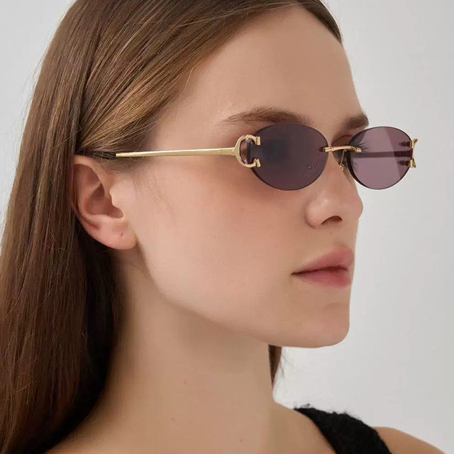 Visor Oval Punk Cutaway Sunglasses for Men and Women