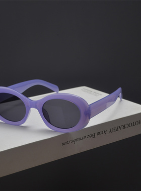 防紫外线椭圆复古男女糖果色墨镜