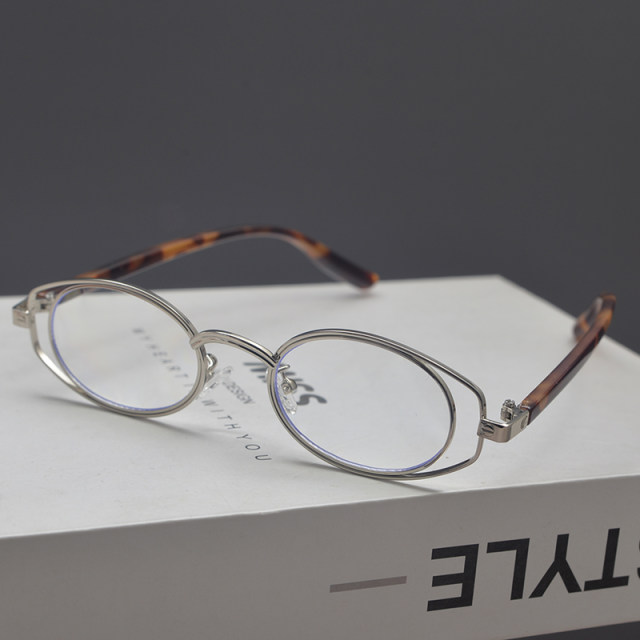 European and American retro metal punk style oval sunglasses