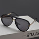 European and American retro large-frame pilot-style double-bridge sunglasses for women with round faces, slim toad mirror hip-hop punk sunglasses