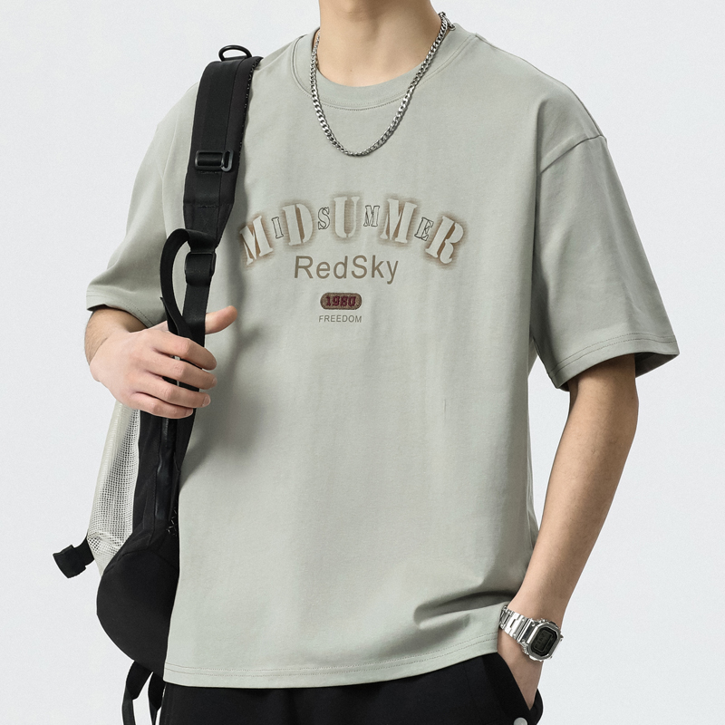 罗蒙短袖t恤男士2024新款夏季薄款简约男生体恤潮牌宽松休闲上衣