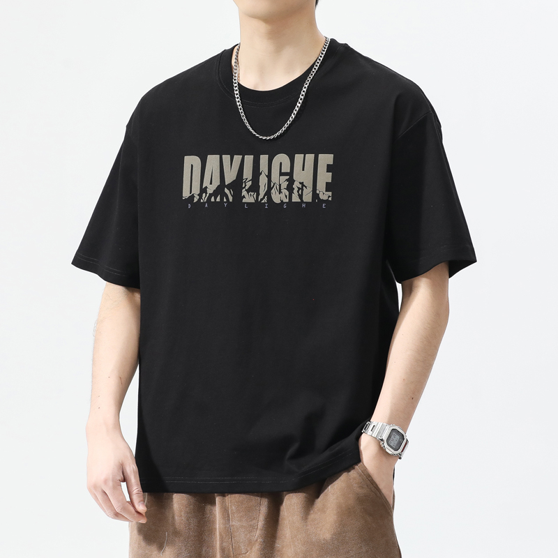 罗蒙2024新款短袖t恤男士夏季潮牌百搭宽松圆领休闲上衣半袖体恤