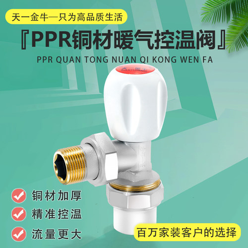 天一 金牛 散热器暖气片ppr6分专用温控阀门ppr6分铜温控角阀包邮 - 图2