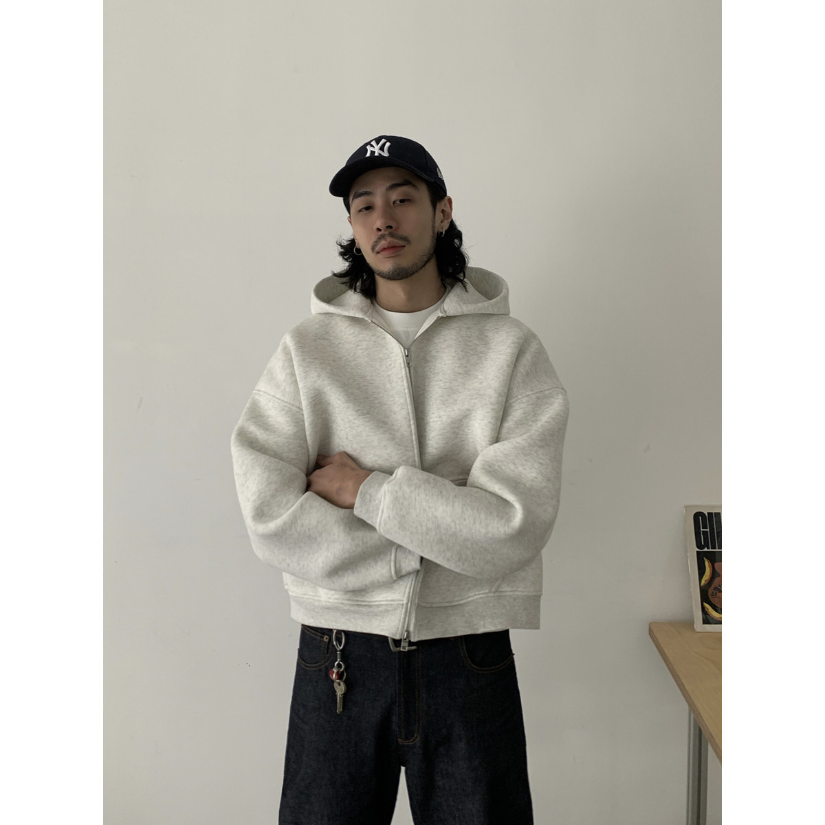 INKNOTS简约高级感廓形空气层连帽卫衣男女boxy短宽拉链外套潮牌,淘宝优惠券,粉丝福利购,淘宝优惠卷