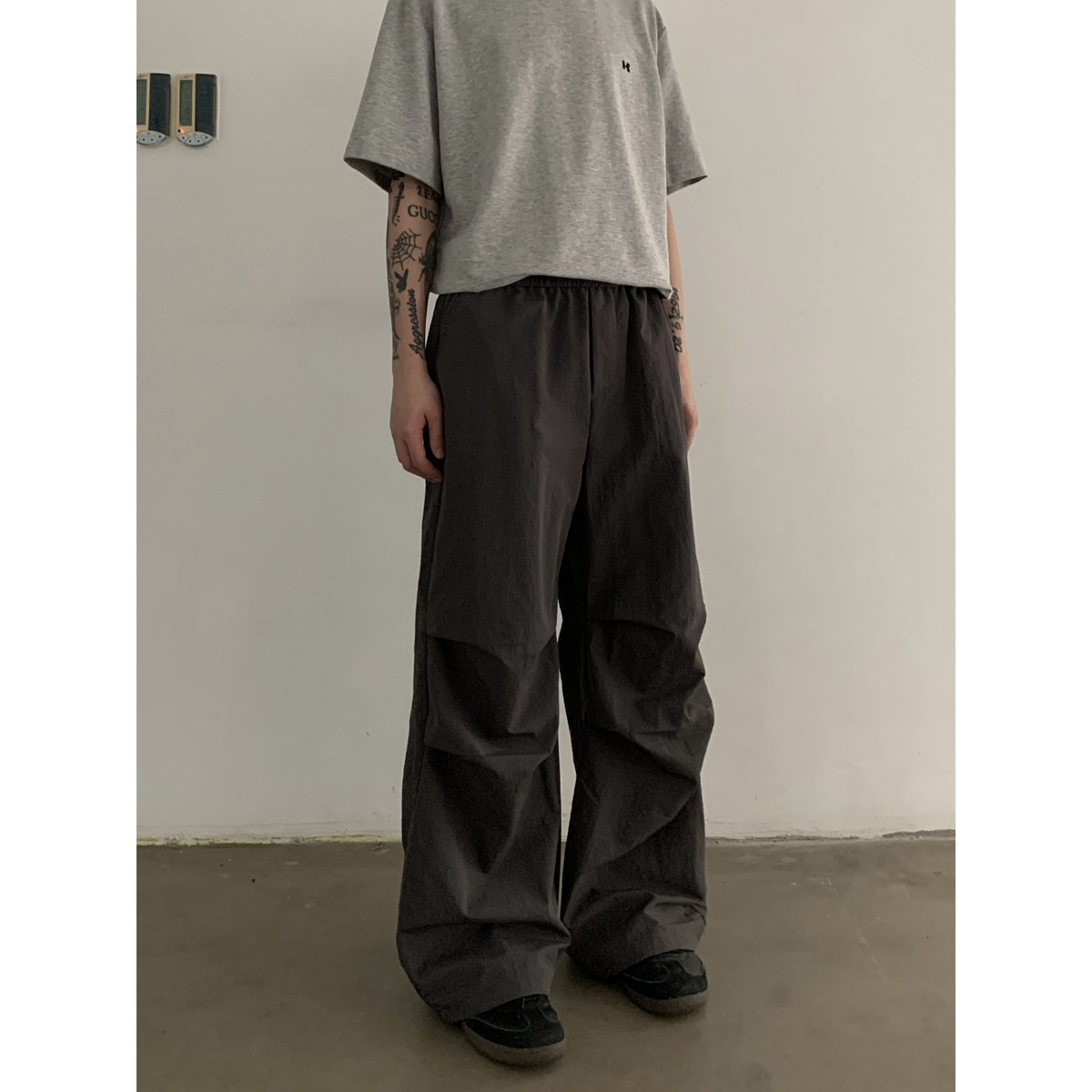 INKNOTS美式复古简约速干直筒休闲伞兵长裤男女机能风运动裤潮牌 - 图0