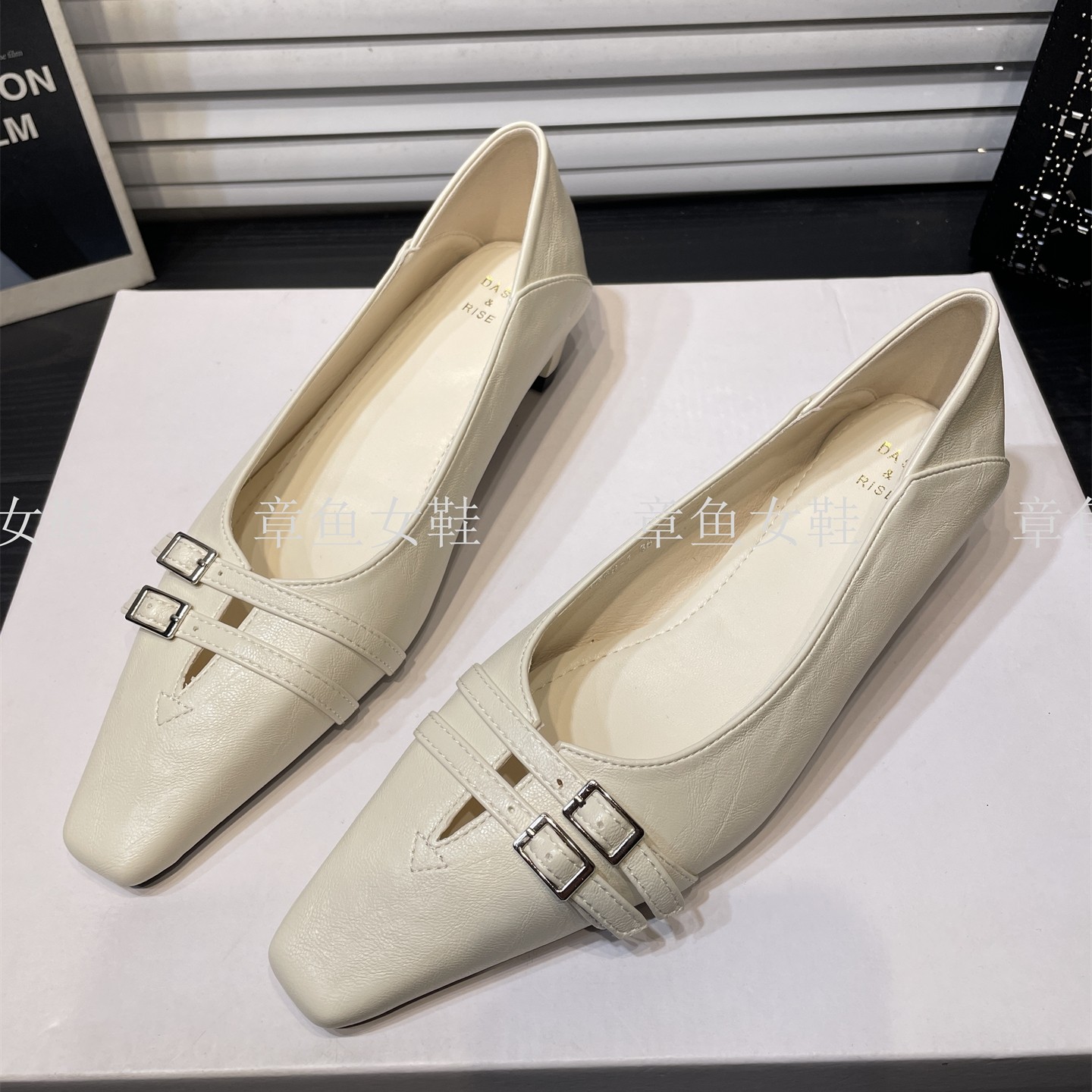 皮带扣粗跟通勤猫跟鞋2026春夏季法式新款小方头浅口玛丽珍单鞋女,淘宝优惠券,粉丝福利购,淘宝优惠卷