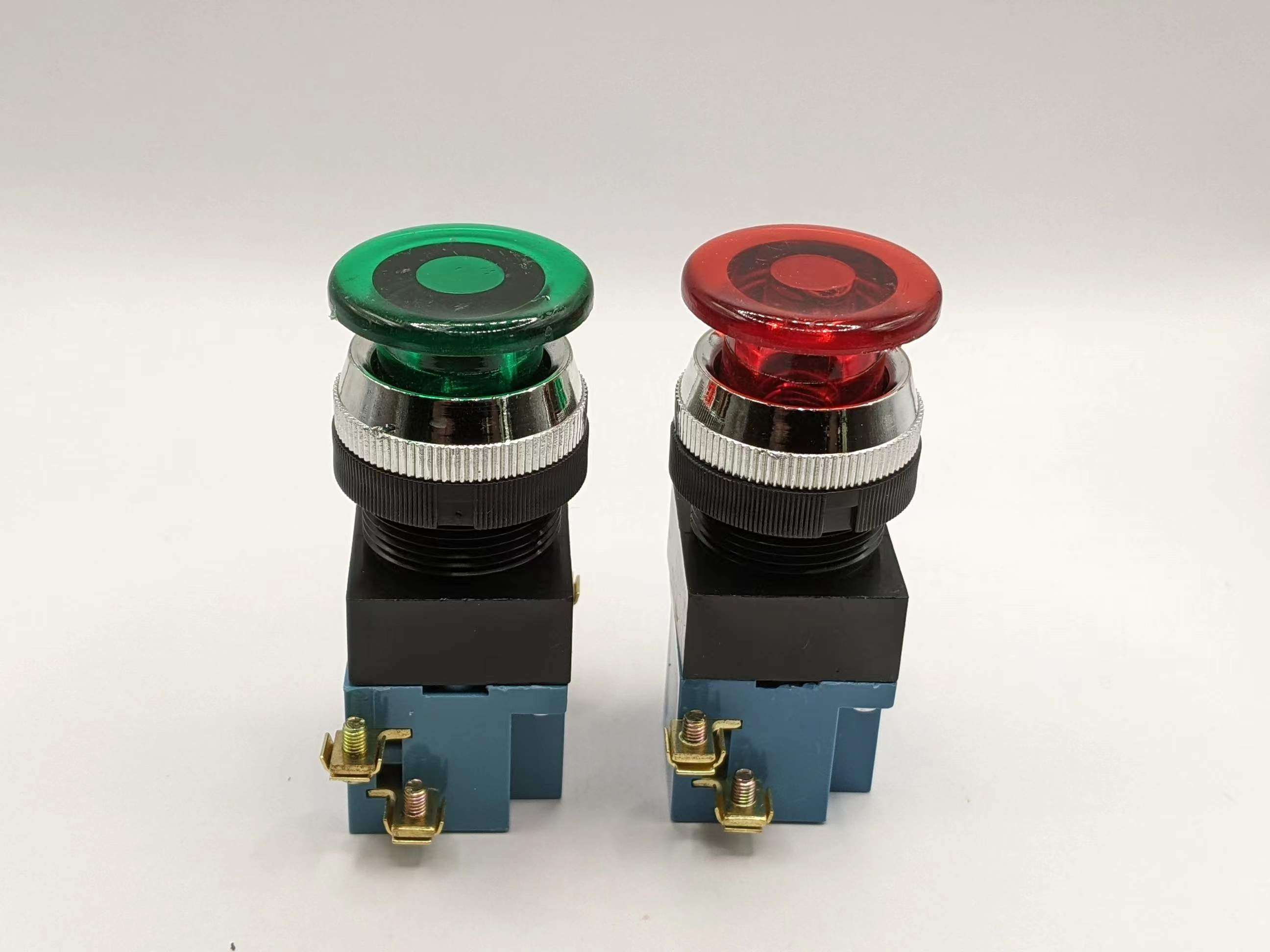 la19-11j 蘑菇头点动自复位按钮开关 1开1闭 25mm 机床控制开关