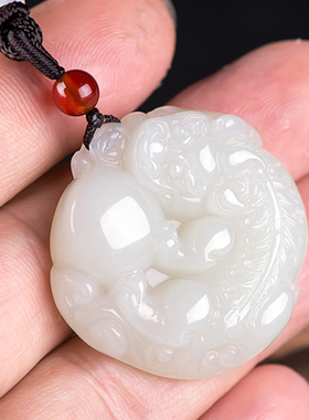 招财转运平安扣和田玉吊坠男女款