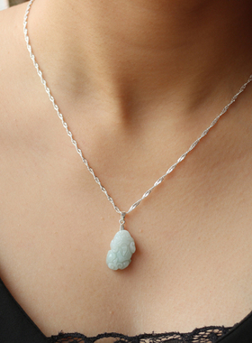 天然a货翡翠路路通925葫芦貔貅银