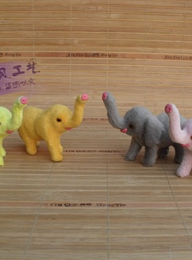 仿真彩象摆件皮毛工艺品