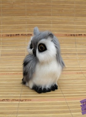 猫头鹰真皮毛手工艺商场静态道具