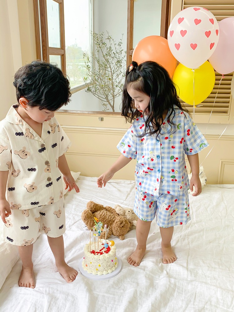 儿童睡衣夏季新款卡通休闲男女童短袖空调服套装宝宝家居服薄款 - 图2