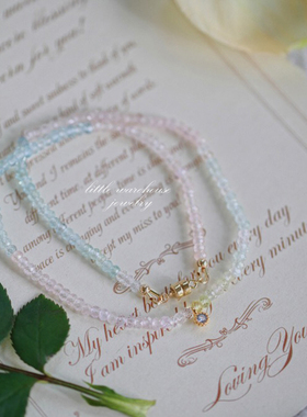 镀金蓝钻摩根石海蓝宝锁骨链女