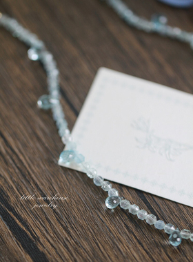 海蓝宝托帕石14K包金女锁骨链