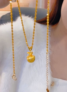 实心仿金招财平安果项链