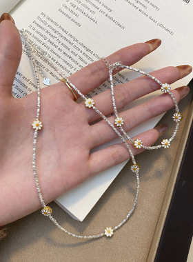 通体纯银小雏菊碎银子手/项链女