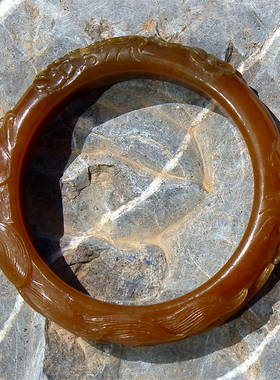 天然新疆和田玉籽料雕花手镯