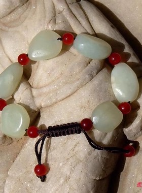 天然新疆和田玉白羊脂玉女士手链