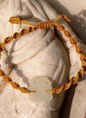 天然新疆和田玉白玉籽料哪吒手链