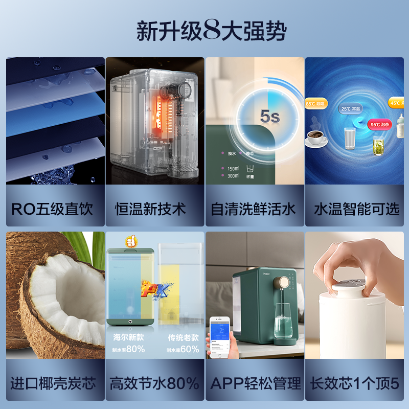 海尔净水器台式净饮机家用过滤直饮加热一体即热式饮水机智能新品