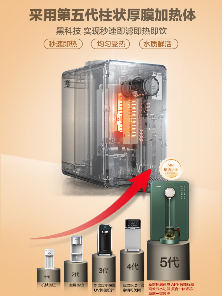 海尔加热一体家用桌面过滤直饮机 安欣元电器台式净饮机